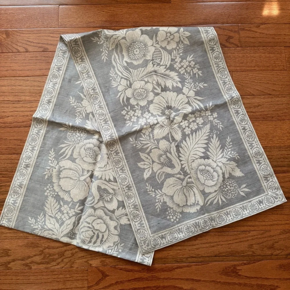 Floral Slate Blue Williams Sonoma Table Runner